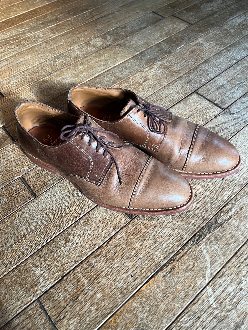 Allen Edmonds Brown Leather Cap-Toe Derby Shoes